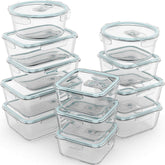 Razab 24pc airtight glass containers set for organized meal prep and leftovers.