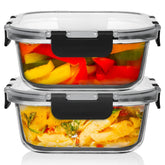Razab 2-pack glass storage containers with lids for clear content visibility and airtight storage.