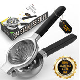 RCMo stainless steel lemon squeezer front view showing sturdy construction and efficiency
