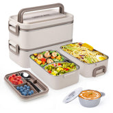 Reabulun bento box two-layer stackable design for meals on the go