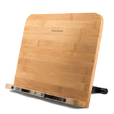 READAEER bamboo book stand front view for sturdy desk support.