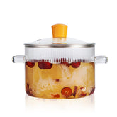Recceng glass simmer pot with lid on stove, clear visibility for cooking