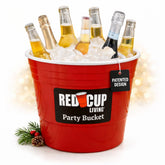 Red Cup Living large party ice bucket with insulated design keeps drinks colder longer.