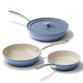 Redchef 8-inch deep ceramic pan in blue with a smooth nonstick surface for easy cooking.