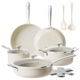 Redchef ceramic nonstick 14pc set overview showing safe, even heating