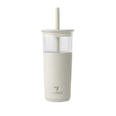 REDUCE Aspen 20oz glass tumbler with lid and straw keeps drinks cold while commuting
