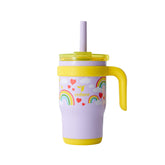 REDUCE Coldee kids tumbler with rainbow sky lid and straw for spill-free hydration on the go.