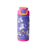 REDUCE Hydrate Pro Kids bottle front view, unicorn design, spill-proof on the go.