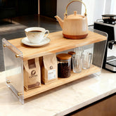 ReeGii Coffee Station Organizer 2-Tier in solid wood, durable and natural.