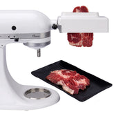 Reikame meat tenderizer attachment on KitchenAid mixer for smooth tenderizing.