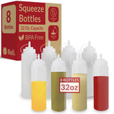 Reli 32oz clear bottle with tethered cap for precise pours
