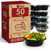 Reli meal prep bowls with lids, 16 oz, 50-pack, ideal for batch cooking.