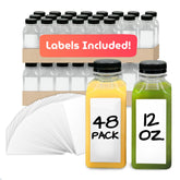 Reli 12 oz square plastic juice bottle with cap, ideal for fresh juice on the go.