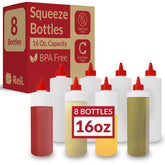 Reli plastic squeeze bottle with clear body and red cap for precise dispensing