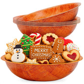 Reluen 6-pack wooden salad bowls with 8-inch width and glossy finish for stylish serving