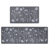 Rempry 2-piece kitchen mats set in grey, large 17x47 for standing tasks