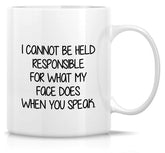 Retreez funny mug shows a face expression when spoken, ideal for playful mornings.