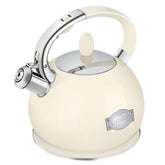 Rettberg cream tea kettle with polished body enabling quick, efficient boiling.