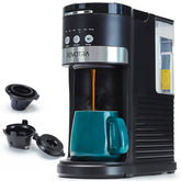 Revotra single-serve coffee maker with pods and ground compatibility for versatile brewing.