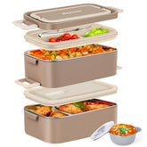 Rezicom two-layer bento box showing organized compartments for balanced meals