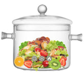 Riavzau glass cooking pot with cover for easy soup preparation and visibility.