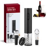 Rikuy electric wine opener kit opening a cork quickly for effortless serving.