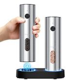 Ringo electric salt and pepper grinder base with charging dock for mess-free refills.