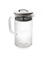 Rishi Simple Brew Teapot front view in clear glass for hot or iced tea