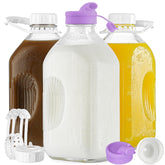 Ritayedet 3-pack glass milk bottles with silicone spouts for mess-free pouring
