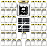 Ritayedet 40-pack hexagonal glass jars with lids for elegant wedding favors