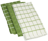 Ritz Premium cotton terry check towels in cactus green for quick dish drying