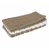 Ritz Terry Check towel in mocha color drying dishes quickly