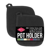 Ritz Terry potholder demonstrates heat resistance for safe oven handling with a secure grip.
