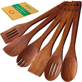 Riveira teak spoons set6 with spatula for nonstick cookware and smooth stirring
