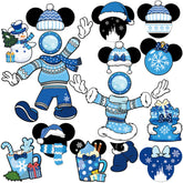 RiVolTa winter cruise magnets collection decorates a metal cabin door with festive blue designs.