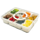 RKXQT Snackle Box container with divided tray, lid, and handle for organized on-the-go snacking.