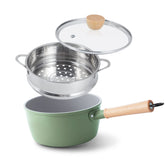 RockURWOK ceramic nonstick saucepan 3qt with steamer lid for easy monitoring