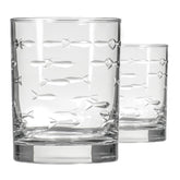 Rolf Glass School of Fish 13oz DOF set 2 shows coastal elegance for entertaining