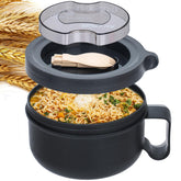 Ronanemon ramen bowl with collapsible fork, space-saving design for on-the-go dining
