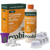 Roobi Keurig descaler bottle shown for mineral buildup removal and cleaner brewing