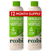 Roobi Vertuo descaling bottle pour shows easy pour and quick cleaning action