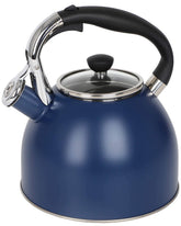 Rorence navy blue tea kettle with glass lid, quick water visibility and style.