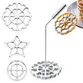 Rotel bunuelos mold with handle shown for easy rosette making.