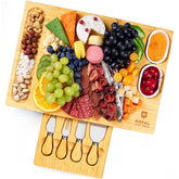 Royal Craft Wood bamboo cheese board with knife set, perfect for entertaining.