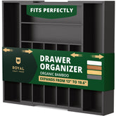 ROYAL CRAFT WOOD bamboo drawer organizer 9-slot in-drawer layout keeps silverware neatly aligned
