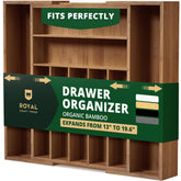 Royal Craft Wood luxury bamboo drawer organizer with 9 slots to keep cutlery organized