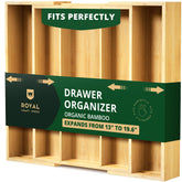 ROYAL CRAFT WOOD silverware organizer in extended drawer keeps utensils neatly organized