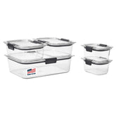 Rubbermaid Brilliance clear containers with crystal bases let you see contents at a glance.