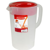 Rubbermaid Clear Pitcher 1 Gallon with red lid for easy pouring and stylish serving