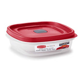 Rubbermaid Easy Find vented-lid 3-cup container with clear base for quick meal prep visibility.
